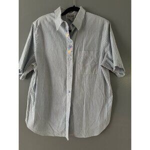 Alfred Dunner Plus Sz 18 Shirt Short Sleeve Floral Embroidery Officecore Casual